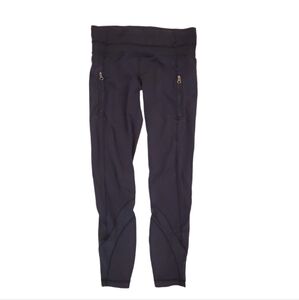 Lululemon Athletica Women's‎ Black Crop Leggings Zip Pocket Mesh Detail Size 4